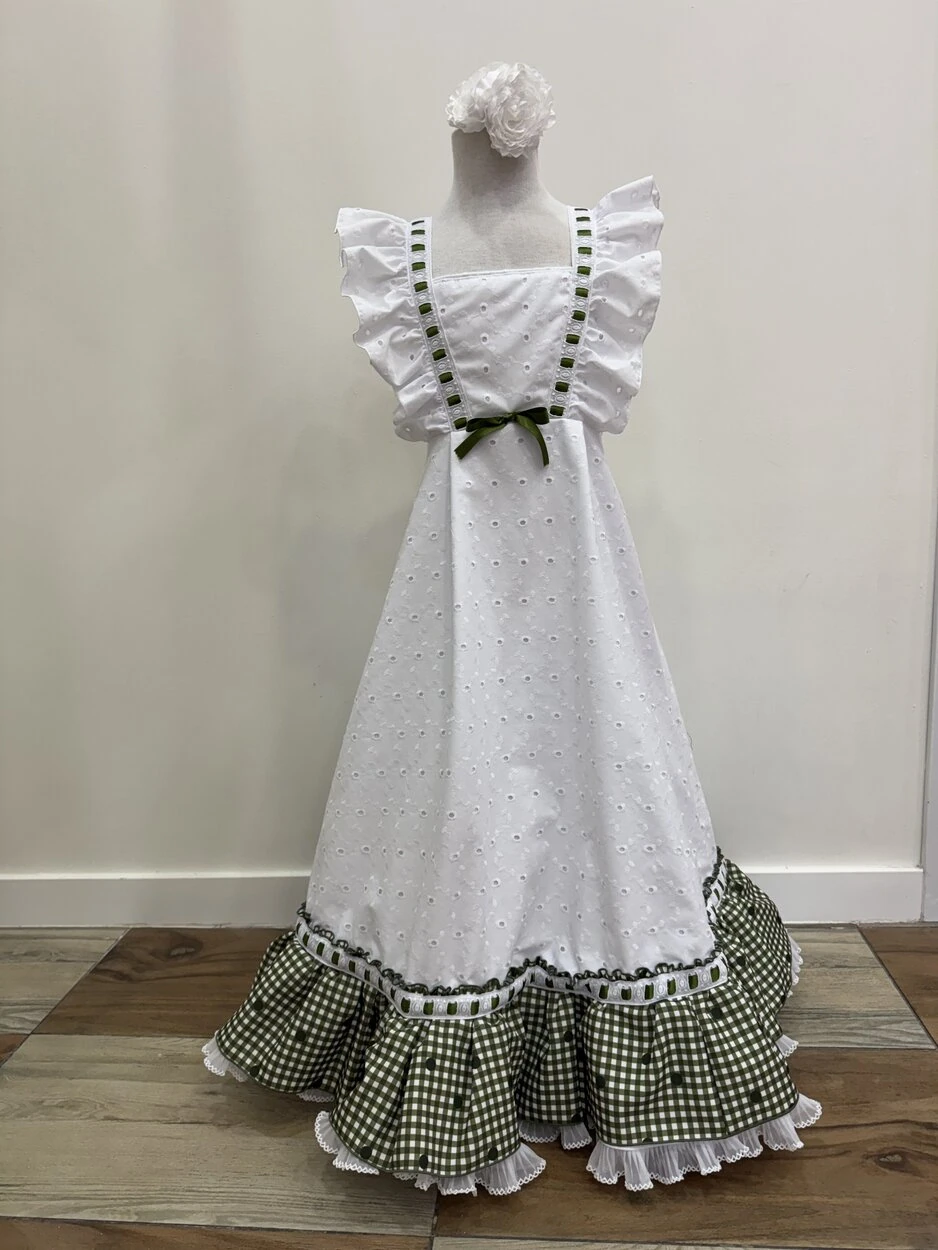 LBF Traje de flamenca Bata perforada vichy. Talla 2-12 varios colores - Imagen 3