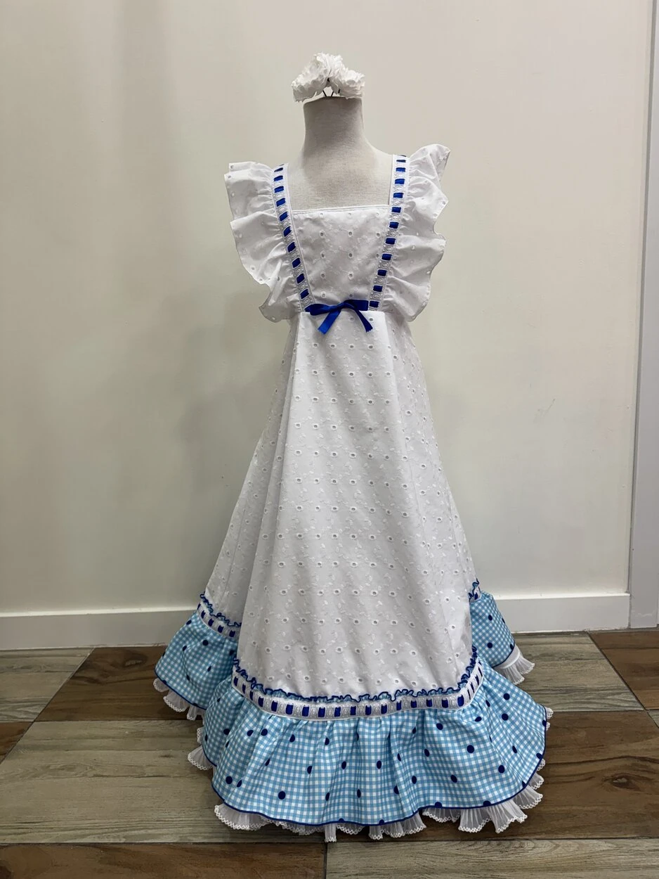 LBF Traje de flamenca Bata perforada vichy. Talla 2-12 varios colores - Imagen 4