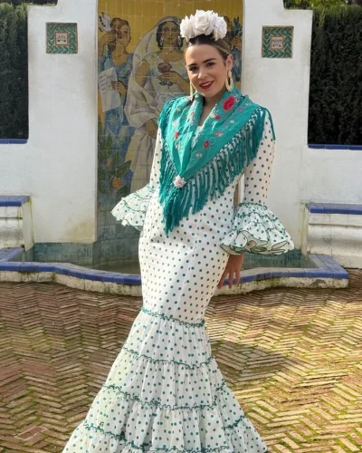 LBF Traje de flamenca Lupita strech lunar. Tallas 34 a 46 varios colores lunar lenteja