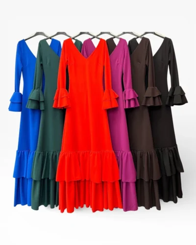 LBF Traje de flamenca lycra bata volantes. Talla XS a XXL