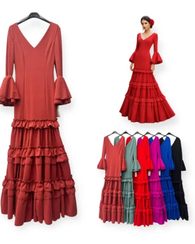 LBF Traje de flamenca Canastero con volantes. Talla XS A XXL
