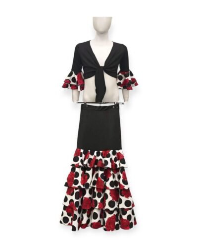 LBF Conjunto de falda y top de niña para baila lycra. Talla 2-12