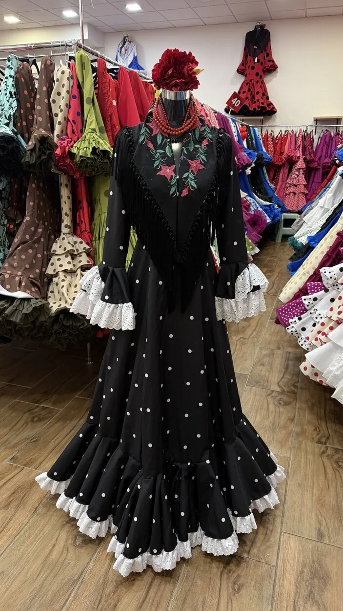 LBF Traje de flamenca bata strech Amelia lunar. Talla 34 a 46