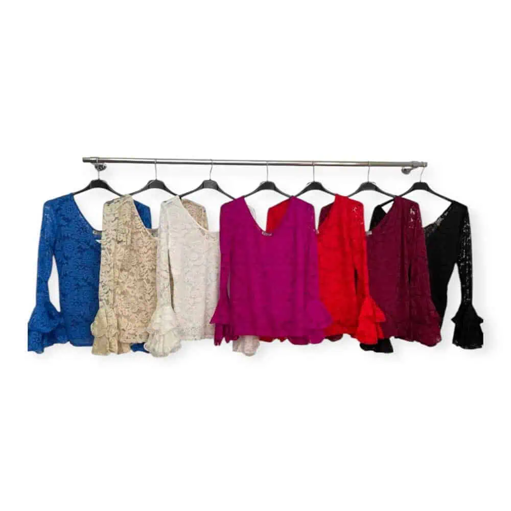 LBF Camisa flamenca blonda. Talla XS A XXL varios colores