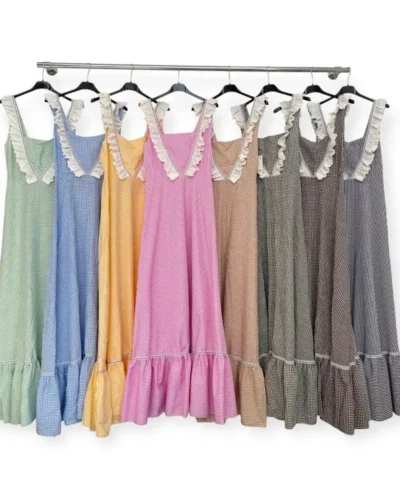 LBF Traje de Flamenca Bata vichy tirantas. Tallas XS A XLL Igual madre e hija