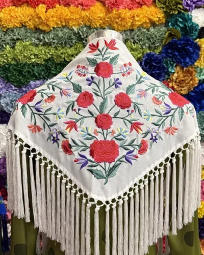 LBF Mantón de flamenca DISEÑO PROPIO tamaño pequeño. Varios colores - blanco roto