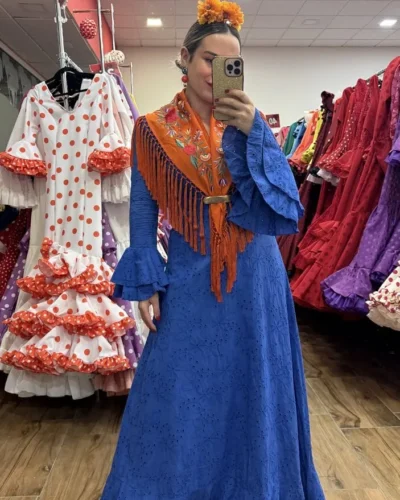 LBF Traje de Flamenca Bata perforada. Tallas S a XL