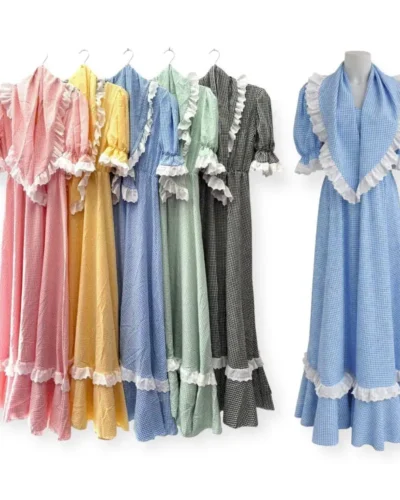 LBF Traje de Flamenca bata vichy con pico. Tallas XS A XLL