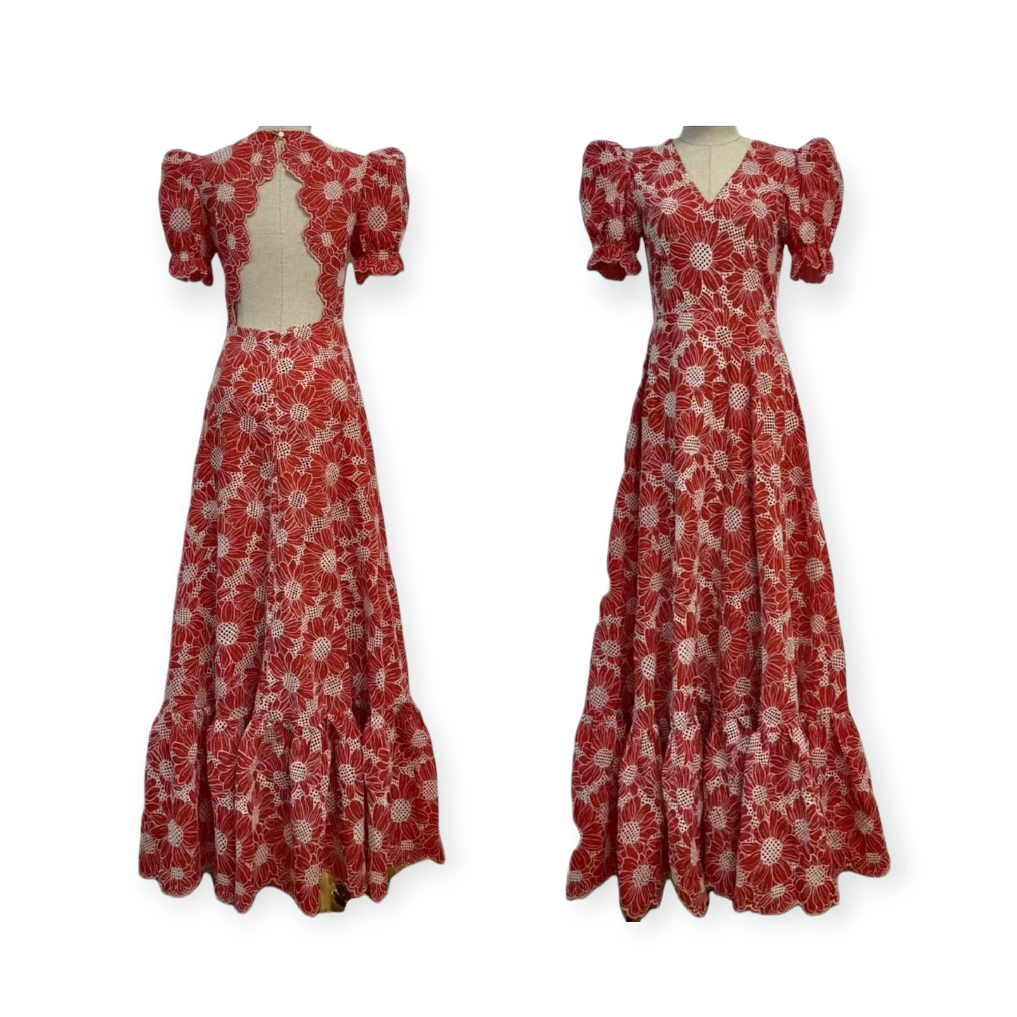 LBF Traje de flamenca bata perforada flor. Talla 36 a 44 varios colores - Imagen 2