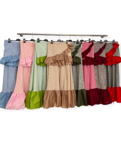 LBF  Conjunto vichy de Falda y Pico. Talla única