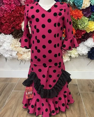 LBF  Traje de flamenca niña lycra flocada. Talla 2