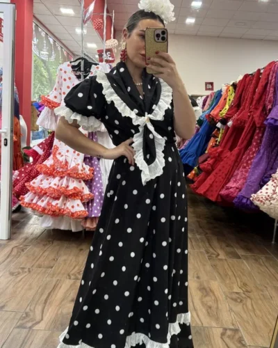 LBF Traje de Flamenca bata lunar con pico. Tallas única, varios colores