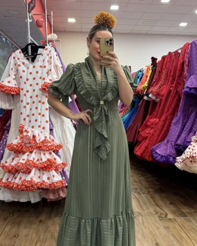 LBF Traje de flamenca bata rayas doradas. Tallas S a XL varios colores