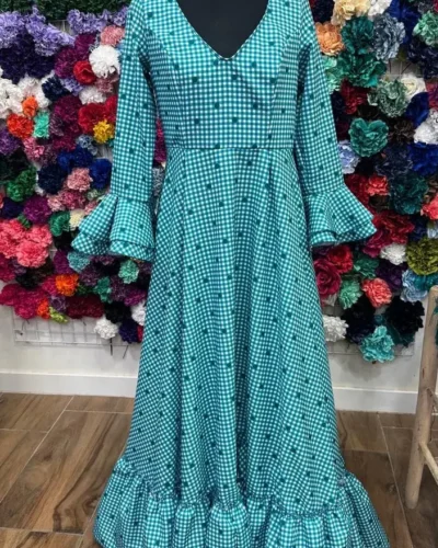 LBF Traje flamenca Bata canastera vichy. Talla 46