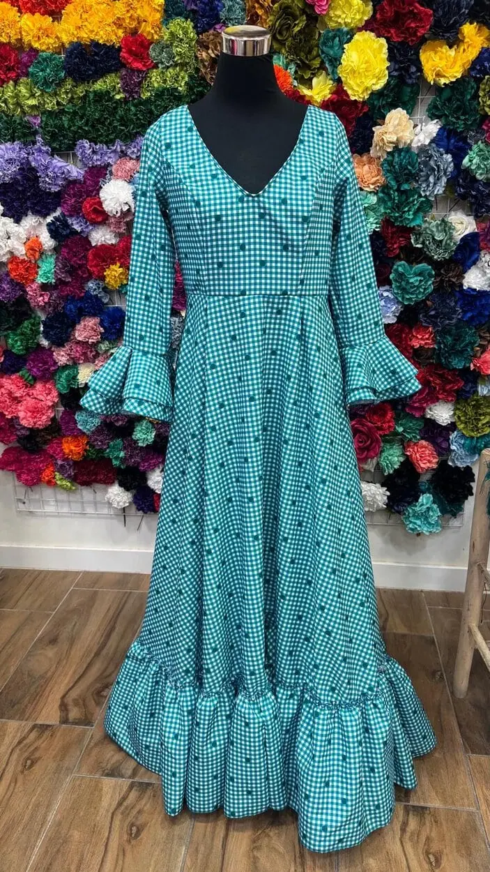 LBF Traje flamenca Bata canastera vichy. Talla 46