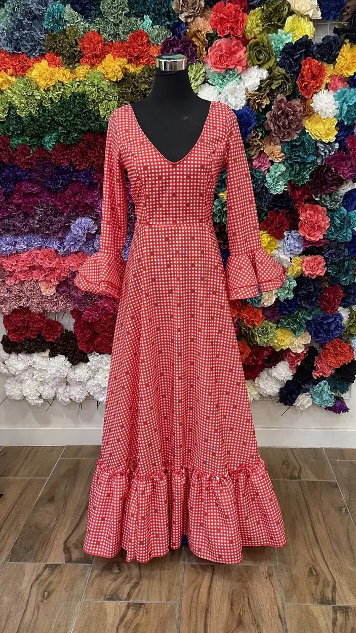 LBF Traje flamenca Bata canastera vichy. Talla 44
