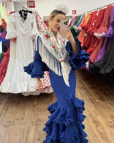 LBF Traje de flamenca Sevilla especial liso. Talla 34 A 46 varios colores