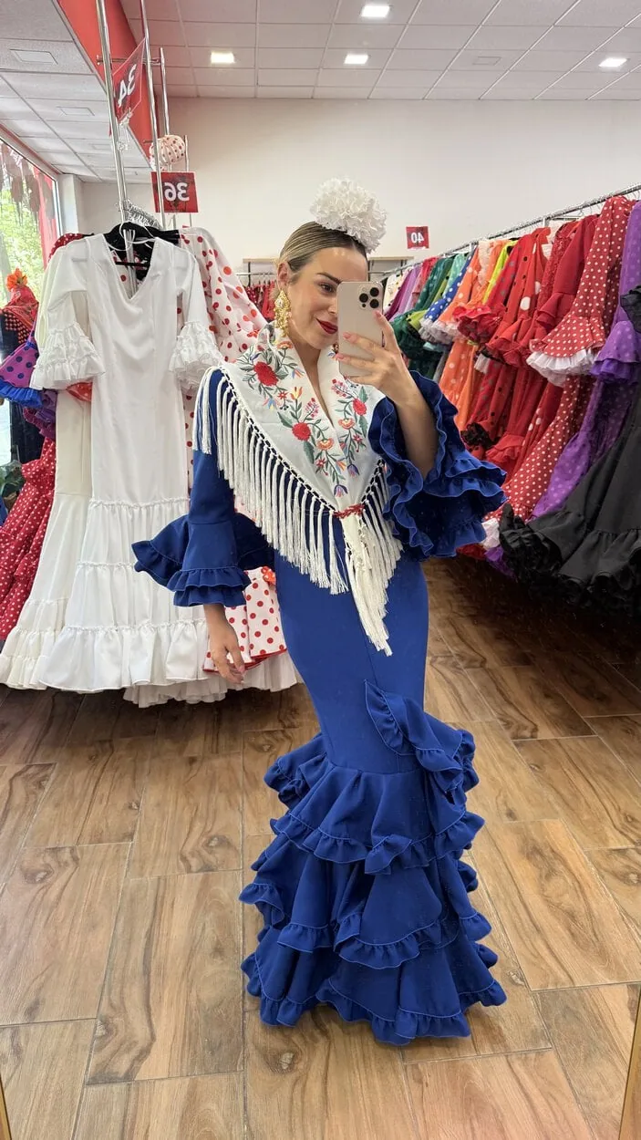 LBF Traje de flamenca Sevilla especial liso. Talla 34 A 46 varios colores