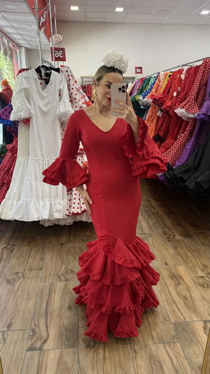 LBF Traje de flamenca Sevilla especial liso. Talla 34 A 46 varios colores - Imagen 8