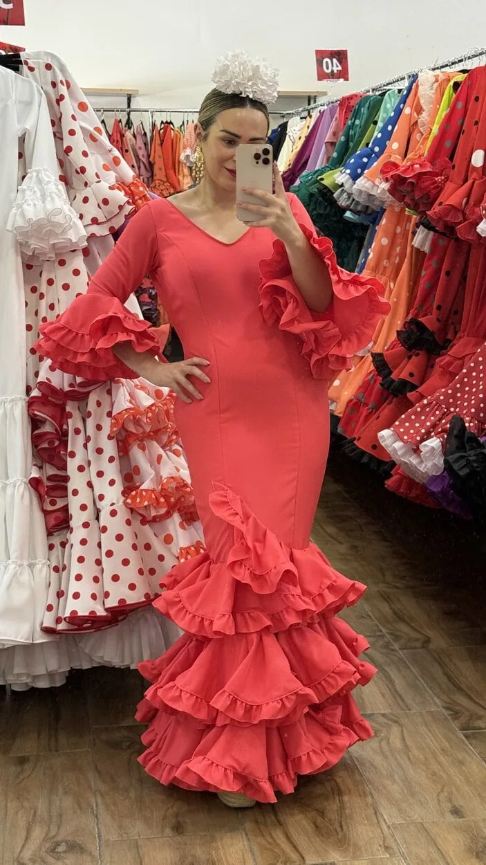 LBF Traje de flamenca Sevilla especial liso. Talla 34 A 46 varios colores - Imagen 7