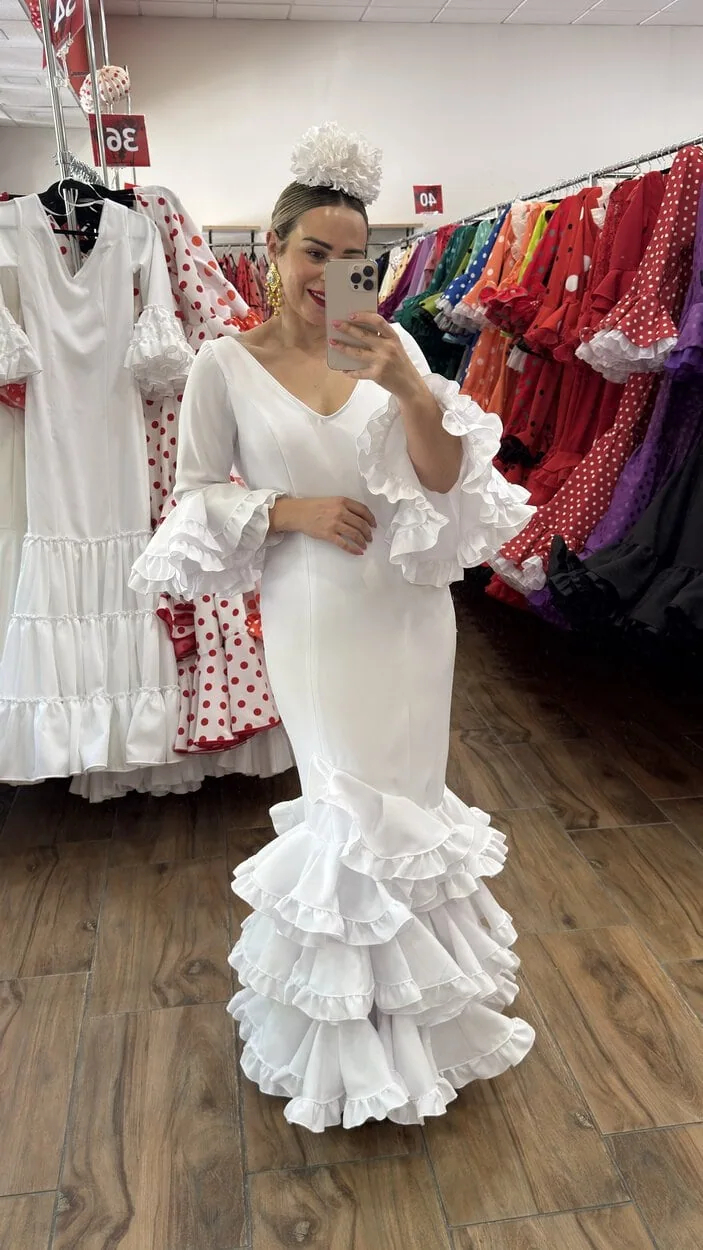 LBF Traje de flamenca Sevilla especial liso. Talla 34 A 46 varios colores - Imagen 6