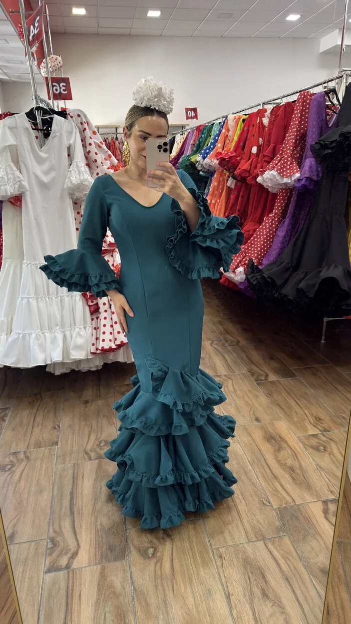LBF Traje de flamenca Sevilla especial liso. Talla 34 A 46 varios colores - Imagen 4