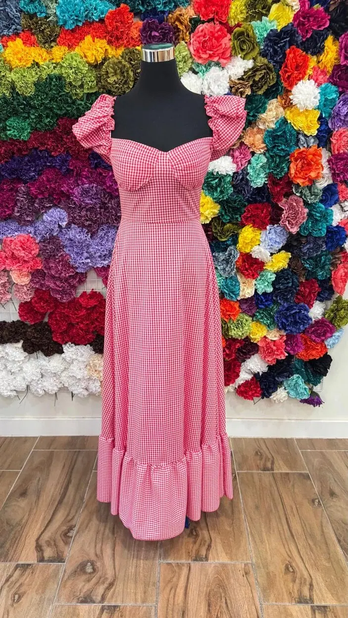 LBF Traje de flamenca bata cascos vichy. Tallas S-M