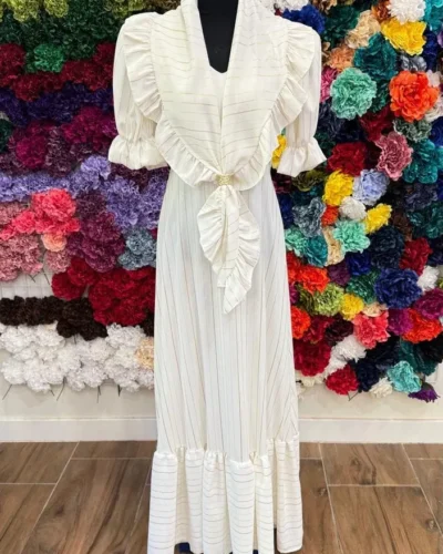LBF Traje de flamenca bata raya dorada. Tallas S-M