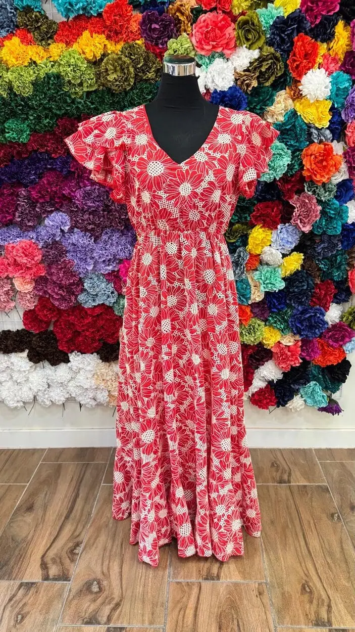 LBF Traje de flamenca bata perforada flor. Tallas S-M