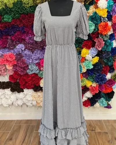 LBF Traje de flamenca bata vichy. Tallas L-XL