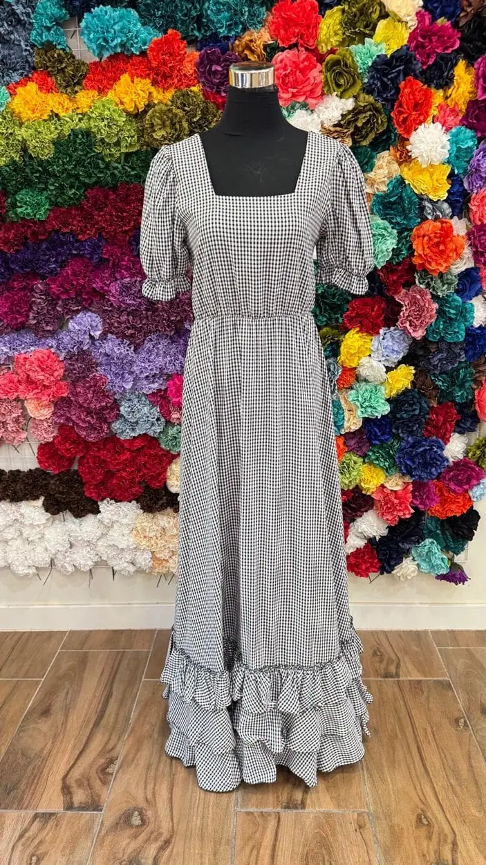 LBF Traje de flamenca bata vichy. Tallas L-XL