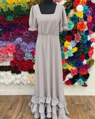 LBF Traje de flamenca bata vichy. Tallas Única