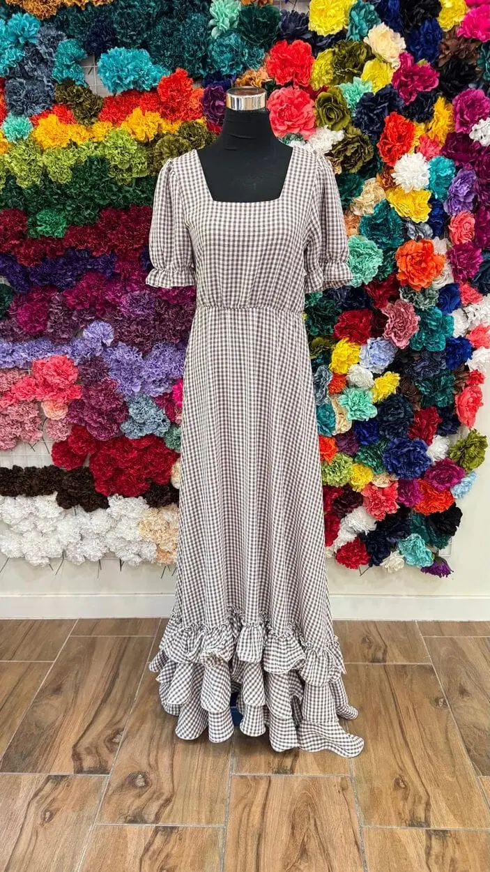 LBF Traje de flamenca bata vichy. Tallas Única