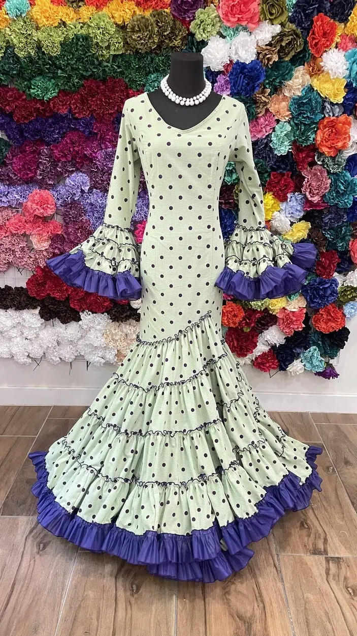 LBF Traje de flamenca Andrea Strech flocado terciopelo. Talla 44 - Imagen 2