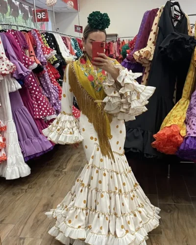 LBF Traje de flamenca Andrea Lycra Bioelastica. Talla 42