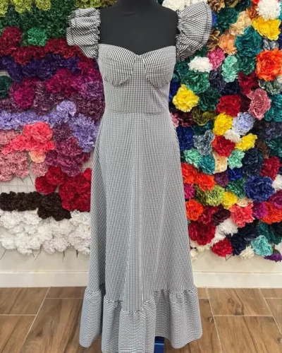 LBF Traje de flamenca bata cascos vichy. Tallas ÚNICA