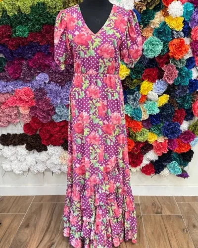 LBF Traje de flamenca bata estampada. Tallas ÚNICA
