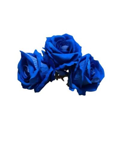 Ramillete de rosas azul añil de terciopelo